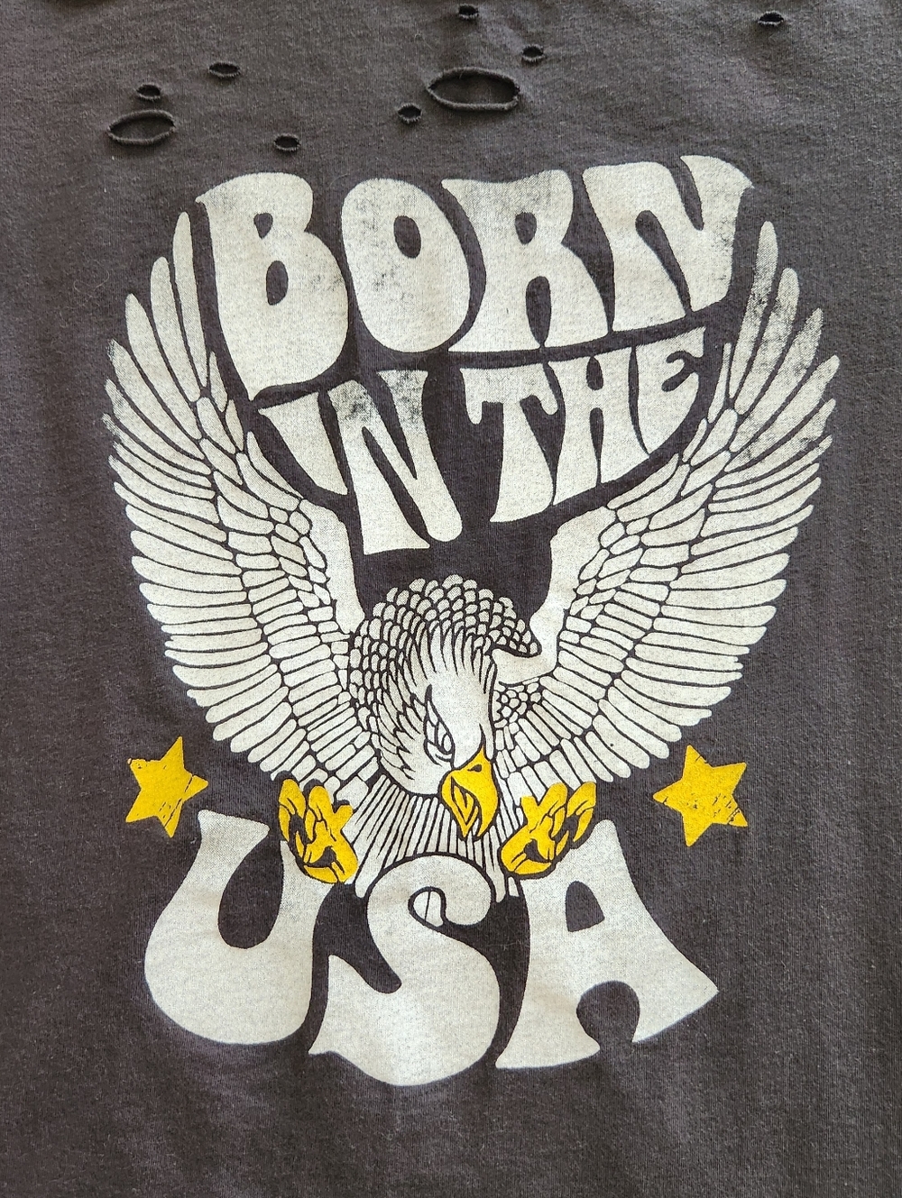 Zutter USA Black Born In The USA Distressed Tee - Classic Crew Neck Size Large - Picture 4 of 9